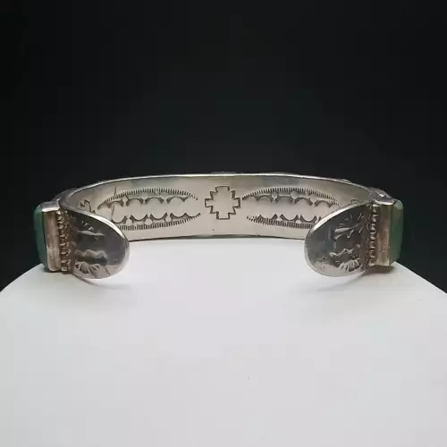 Vintage Navajo Sterling Silver & Turquoise Cuff Bracelet - B11-7