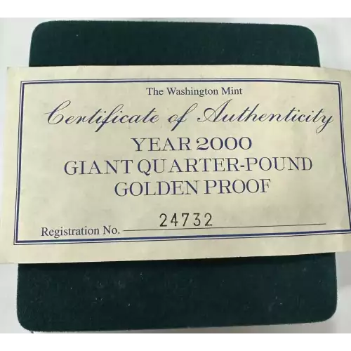 Washington Mint Year 2000 Giant Quarter Pound Golden Proof 4-oz (2)